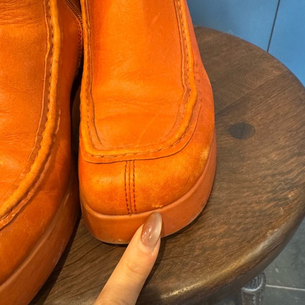Camper Orange Leather Ankle Boots - Picture 6 of 7